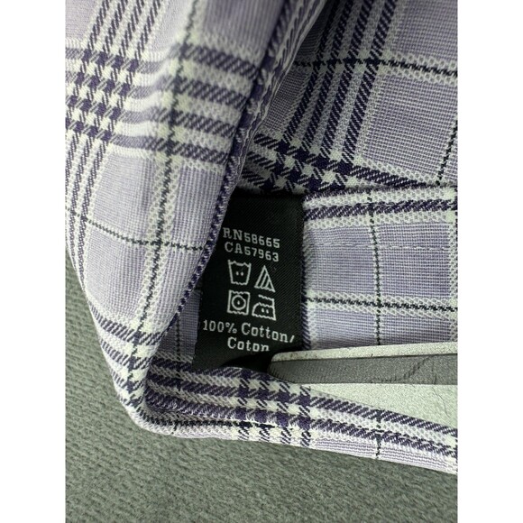 Nordstrom Men's Shop Shirt Mens 18 34-35 Purple Plaid Smartcare Non-Iron Dress - Picture 4 of 13